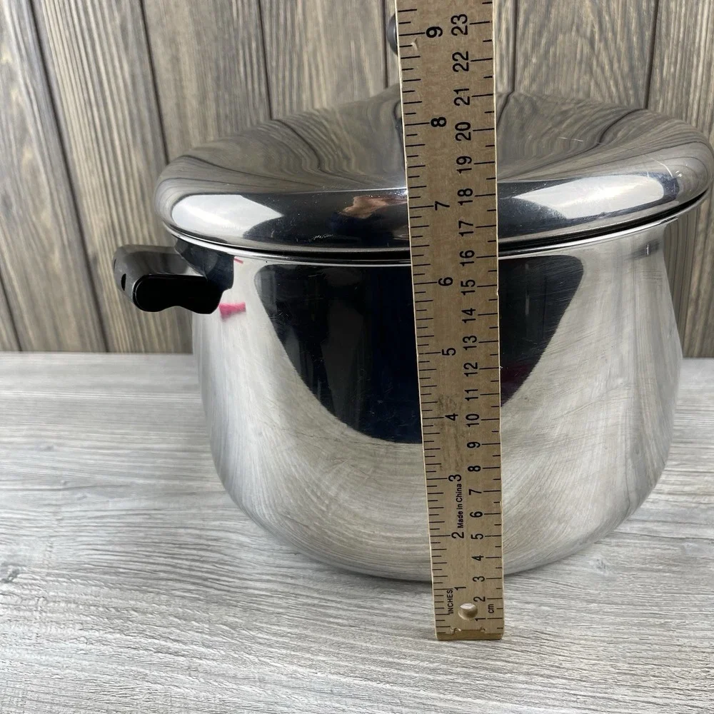 Vintage Farberware Stainless Steel Aluminum Clad 8 Quart Stock Pot With Lid USA
